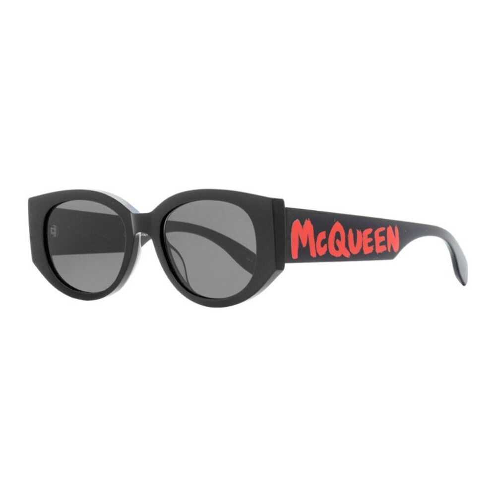 Alexander McQueen Sunglasses Square Full Rim, Black Frame and Grey Lens
